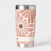 Gourde Isotherme Peach Terracotta Boho Flower Motif Monogramme (Couvercle)