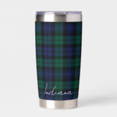 Gourde Isotherme Personalized Green Plaid Checkered Rustic Tartan (Extérieur)