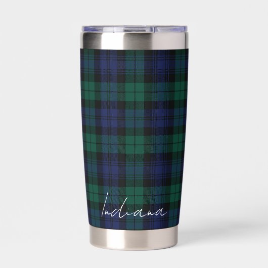Gourde Isotherme Personalized Green Plaid Checkered Rustic Tartan (Extérieur)