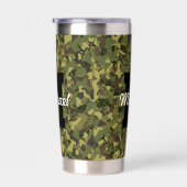 Gourde Isotherme Personnalisé Nom Monogramme Cool Sports Camo Vert (Gauche)