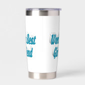 Gourde Isotherme Petite amie avec demi-typographie bleu ciel (Gauche)