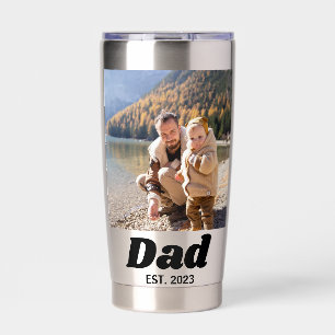 Gourde Isotherme Photo Papa avec Typographie Noire Gras