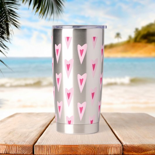 Gourde Isotherme Pink Heart Valentines Water Bottle (Avant)