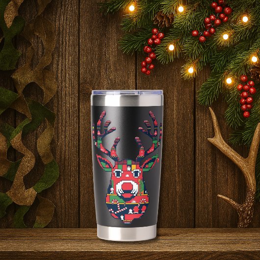 Gourde Isotherme Pixel Reindeer Ugly Sweater Christmas Tumbler