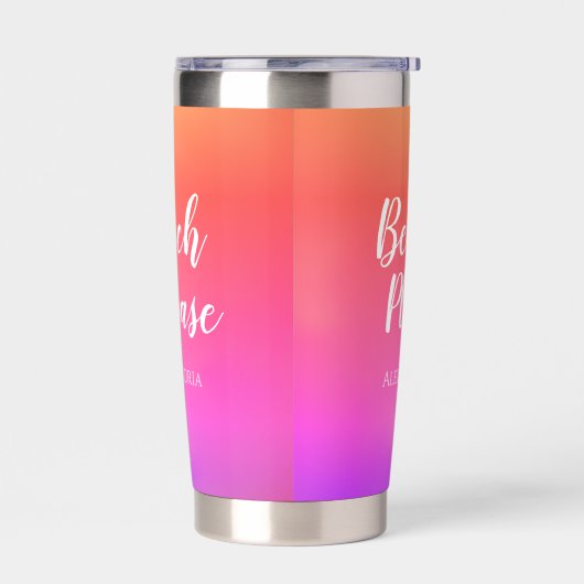 Gourde Isotherme Plage rose orange personnalisé Ombre (Gauche)