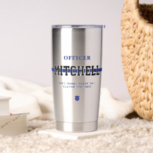 Gourde Isotherme Policier personnalisé Ligne Bleue Mince