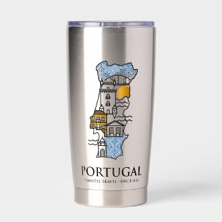 Gourde Isotherme Portugal Azulejo Map Stainless Steel Travel Tumble