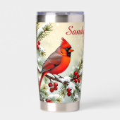 Gourde Isotherme Pretty Christmas Cardinal and Pine Branches (Extérieur)