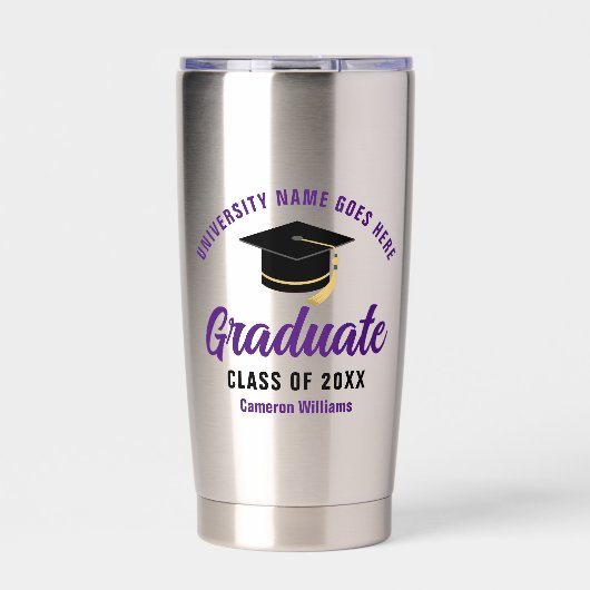 Gourde Isotherme Purple Graduation 2025 Custom Graduate (Extérieur)