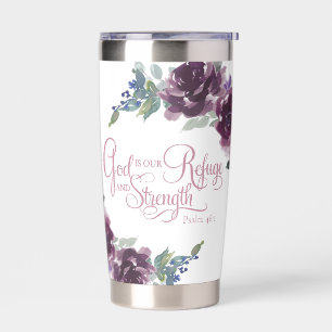 Gourde Isotherme Refuge et force floral pourpre