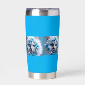 Gourde Isotherme Regular blue mug with beautiful white cat