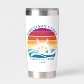 Gourde Isotherme Retro Sunset Family Cruise Navire Roue Nautique (Couvercle)