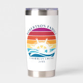 Gourde Isotherme Retro Sunset Family Cruise Navire Roue Nautique (Extérieur)