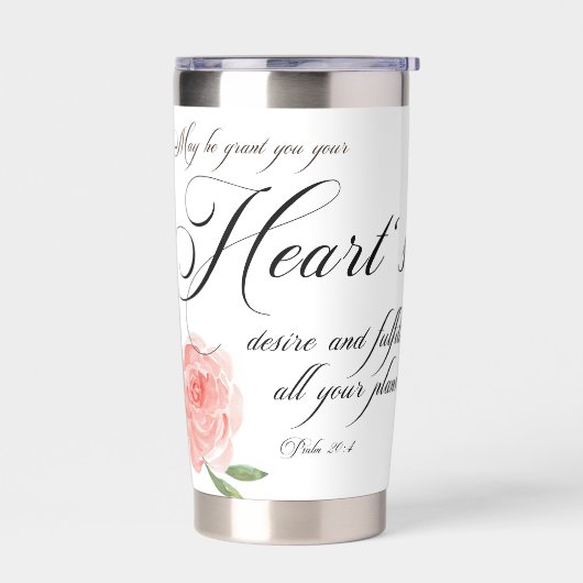 Gourde Isotherme Rose désir du coeur (Gauche)