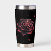Gourde Isotherme Rose Écarlate Éternelle - Noir Gothique (Extérieur)