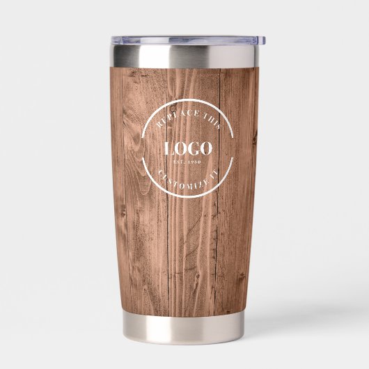Gourde Isotherme Rustic Wood Grain Branded with logo Website (Gauche)