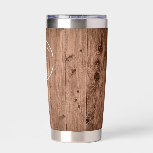 Gourde Isotherme Rustic Wood Grain Branded with logo Website (Couvercle)