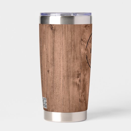 Gourde Isotherme Rustic Wood Grain Branded with logo Website (Extérieur)