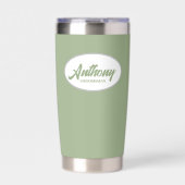 Gourde Isotherme Sage Green Stylisé Mariage Groomsman (Extérieur)