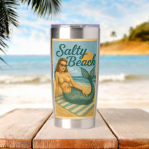 Salty Beach Pin-Up Mermaid -Retro Coastal Life Art