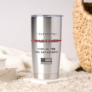 Gourde Isotherme Service d'incendie de la ligne rouge mince