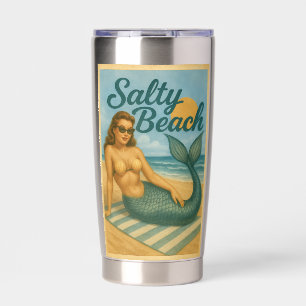 Gourde Isotherme Sirène pin-up de la plage salée Art rétro Vie côti