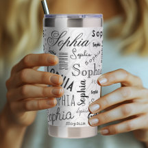 Sophia Typographie noir blanc Tumbler