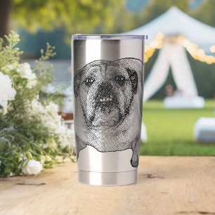 Gourde Isotherme Sourire de bouledogue à points de neige