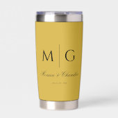 Gourde Isotherme Stylish Monogram With Couple Name Metallic Gold (Extérieur)