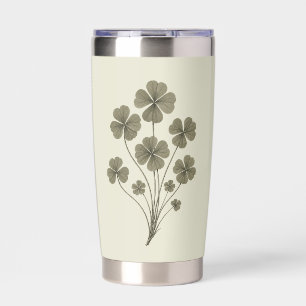 Gourde Isotherme Tasse Thermique aux Feuilles de Trèfle Vert