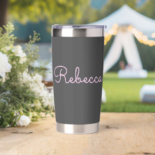 Gourde Isotherme Tout nom Cool modifiable en rose clair noir