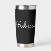 Gourde Isotherme Tout nom | Script blanc modifiable Cool sur noir (Gauche)