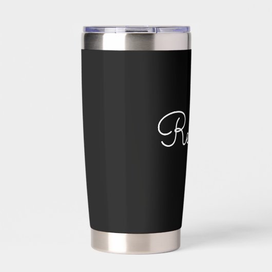Gourde Isotherme Tout nom | Script blanc modifiable Cool sur noir (Extérieur)