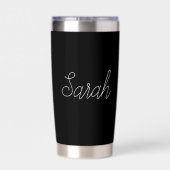 Gourde Isotherme Tout nom | Script blanc modifiable Cool sur noir (Couvercle)