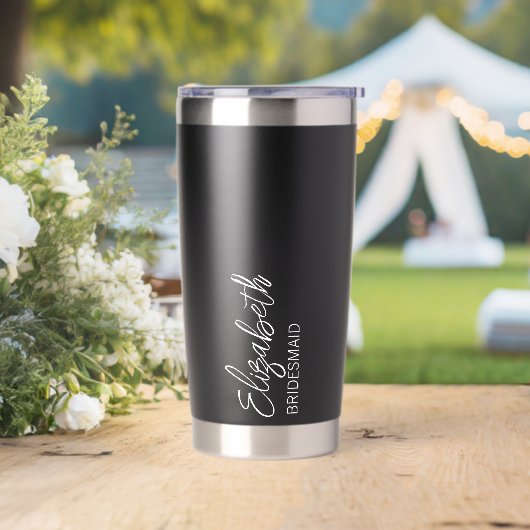 GOURDE ISOTHERME TUMBLER BRIDESMAID NOIR ET BLANC MODERNE (Mariage)