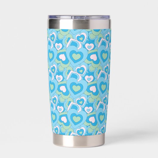 Gourde Isotherme Tumbler Cœur Turquoise Rétro (Couvercle)