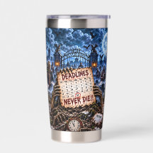 Tumbler Halloween Zombie 20 oz Deadlines Never Die