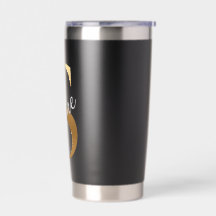 Tumbler isolant noir Shine S, monogramme or