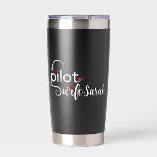 Gourde Isotherme Typographie de la femme pilote et avion Simple, mi