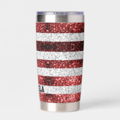 Gourde Isotherme USA flag rouge blanc bleu étincelles bling Nom per (Couvercle)