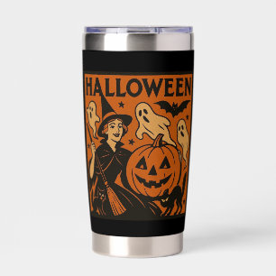 Gourde Isotherme Vintage, classique sorcière d'Halloween, fantôme &