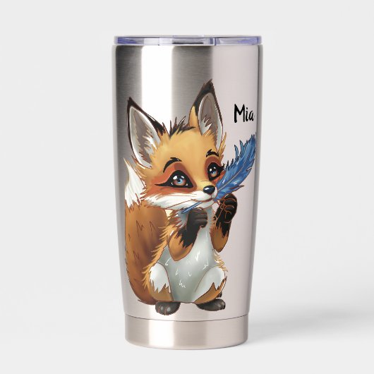 Gourde Isotherme Whimsical Fox with a Feather (Extérieur)