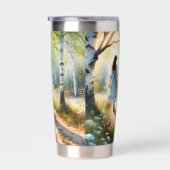Gourde Isotherme Whimsical Girl Dancing Through Birch Forest (Gauche)