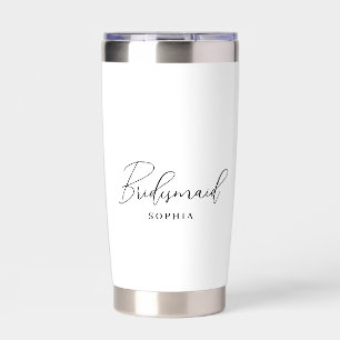 Gourde Isotherme White Minimalist & Script Bridesmaid Cadeau