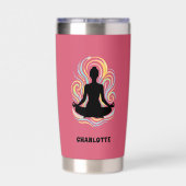 Gourde Isotherme Yoga pose tourbillons nom rose (Couvercle)