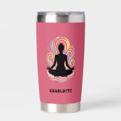 Gourde Isotherme Yoga pose tourbillons nom rose (Extérieur)