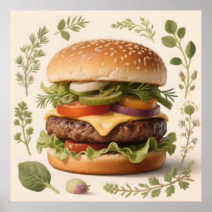 Gourmet Cheeseburger Illustratie Poster