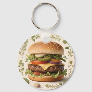 Gourmet Cheeseburger Illustratie Sleutelhanger