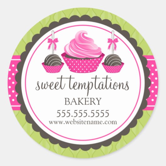 Gourmet Cupcake en Cake Poppen Bakkerij Seals Ronde Sticker (Voorkant)