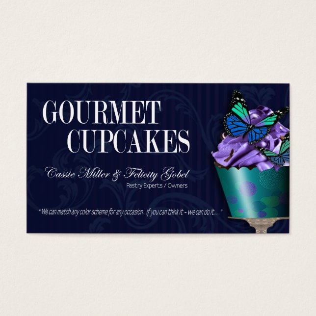 "Gourmet Cupcakes" - Fancy desserts, gebak Visitekaartjes (Voorkant)